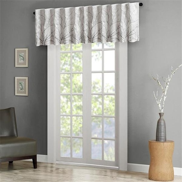 Madison Park MP41-4569 50 x 18 in. Andora Faux Silk Embroidered Window Valance - White MP41-4569 - main